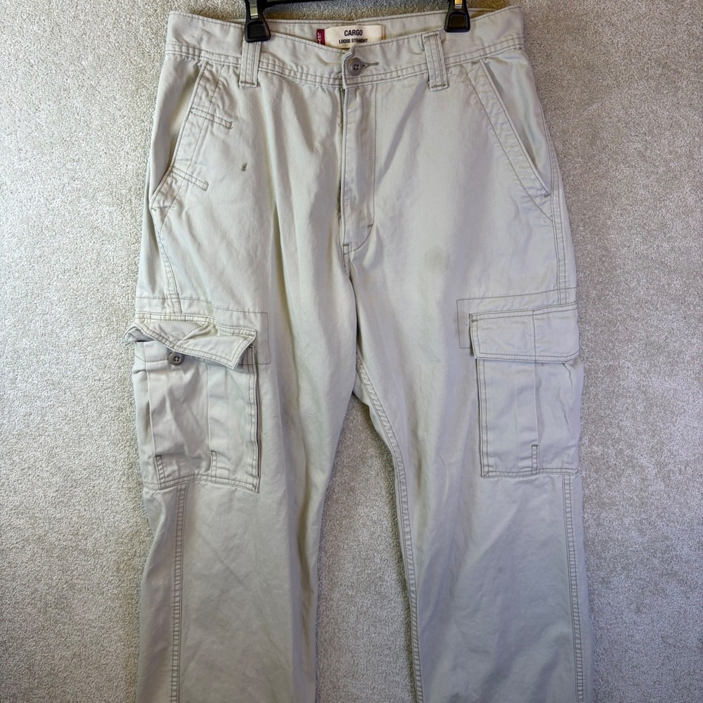 Vintage Levi's Cargo‎ Loose Straight Pants Mens 32x32 Tan Utility y2k Grunge SEE